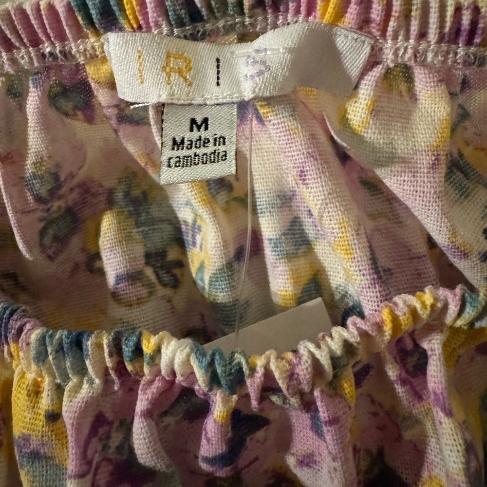 Iris Floral Smocked Puff Sleeve Mini Dress Cottagecore Pink Medium Nwt — image 4 of 8